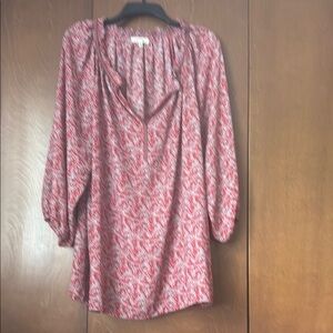 Max Studio Red Patterned Boho Tunic Top 2X